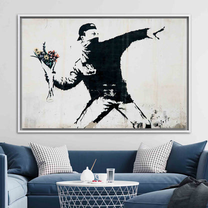 Banksy Flower Bomber Anarchy Graffiti Canvas Print