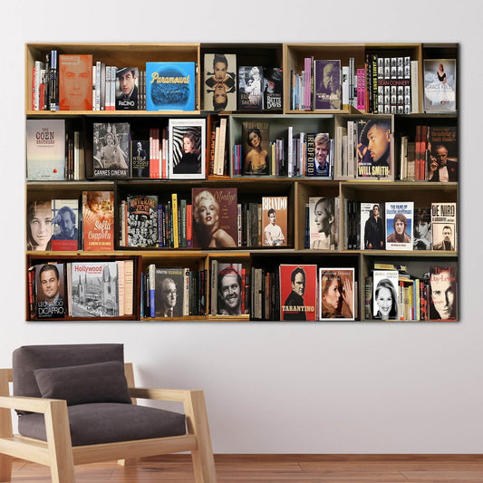 Library Photo Print Canvas: Reading Room Poster with Bookshelf Photo Wall Art