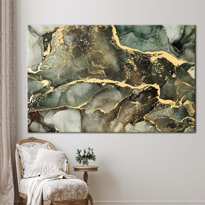 Green and Gold Marble Canvas Print