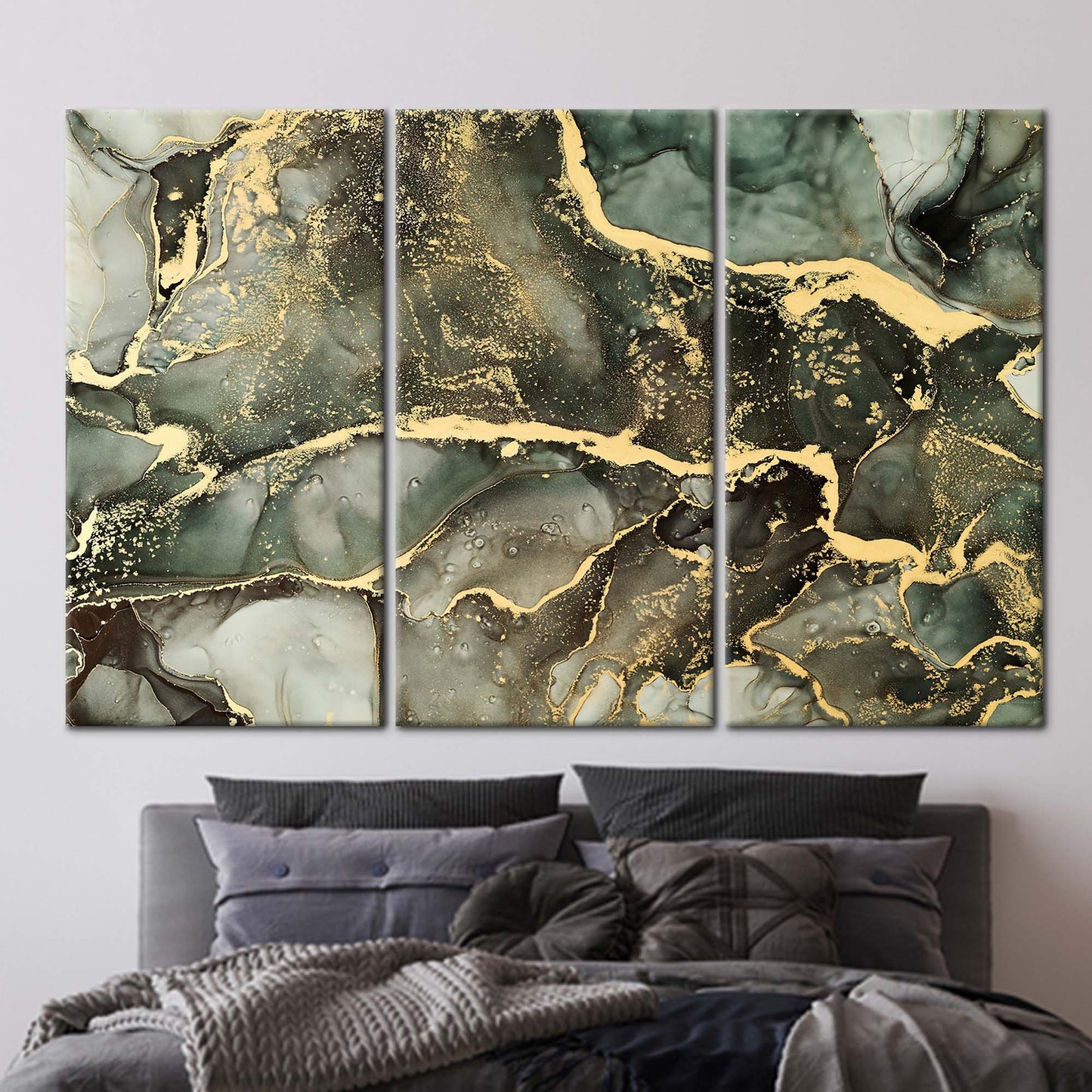 Green and Gold Marble Canvas Print