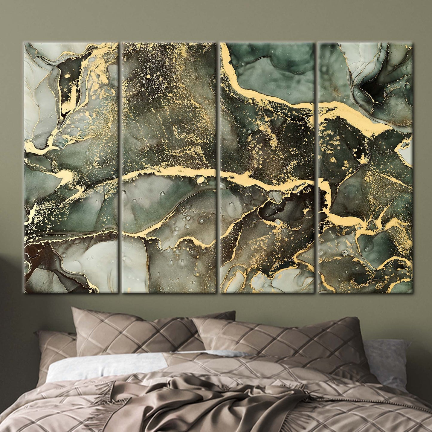 Green and Gold Marble Canvas Print