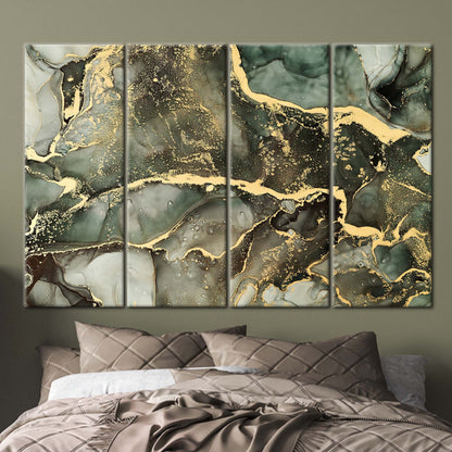 Green and Gold Marble Canvas Print