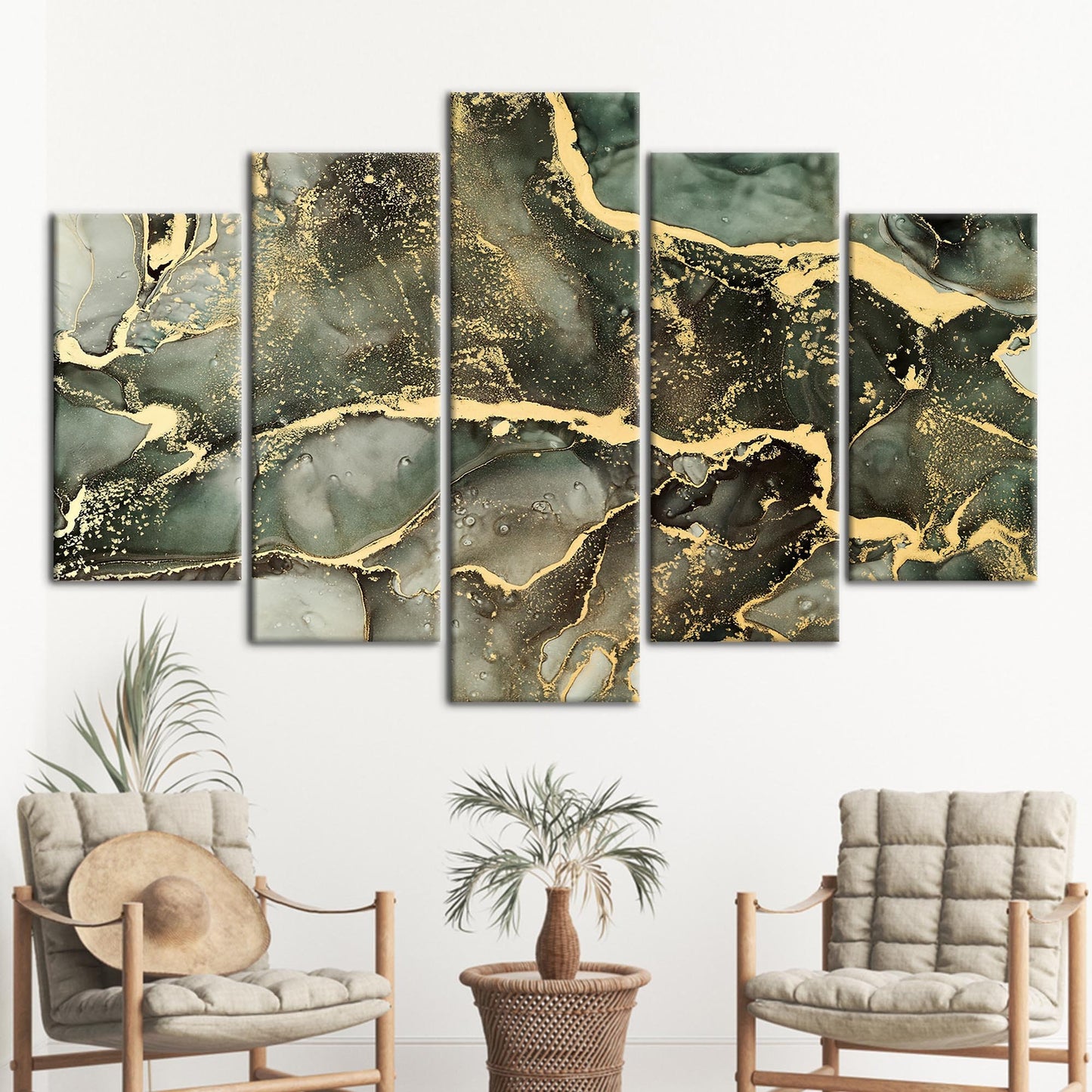 Green and Gold Marble Canvas Print