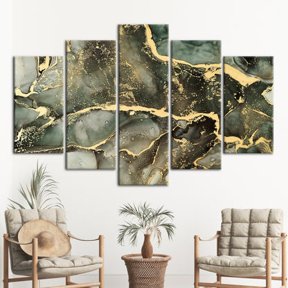 Green and Gold Marble Canvas Print