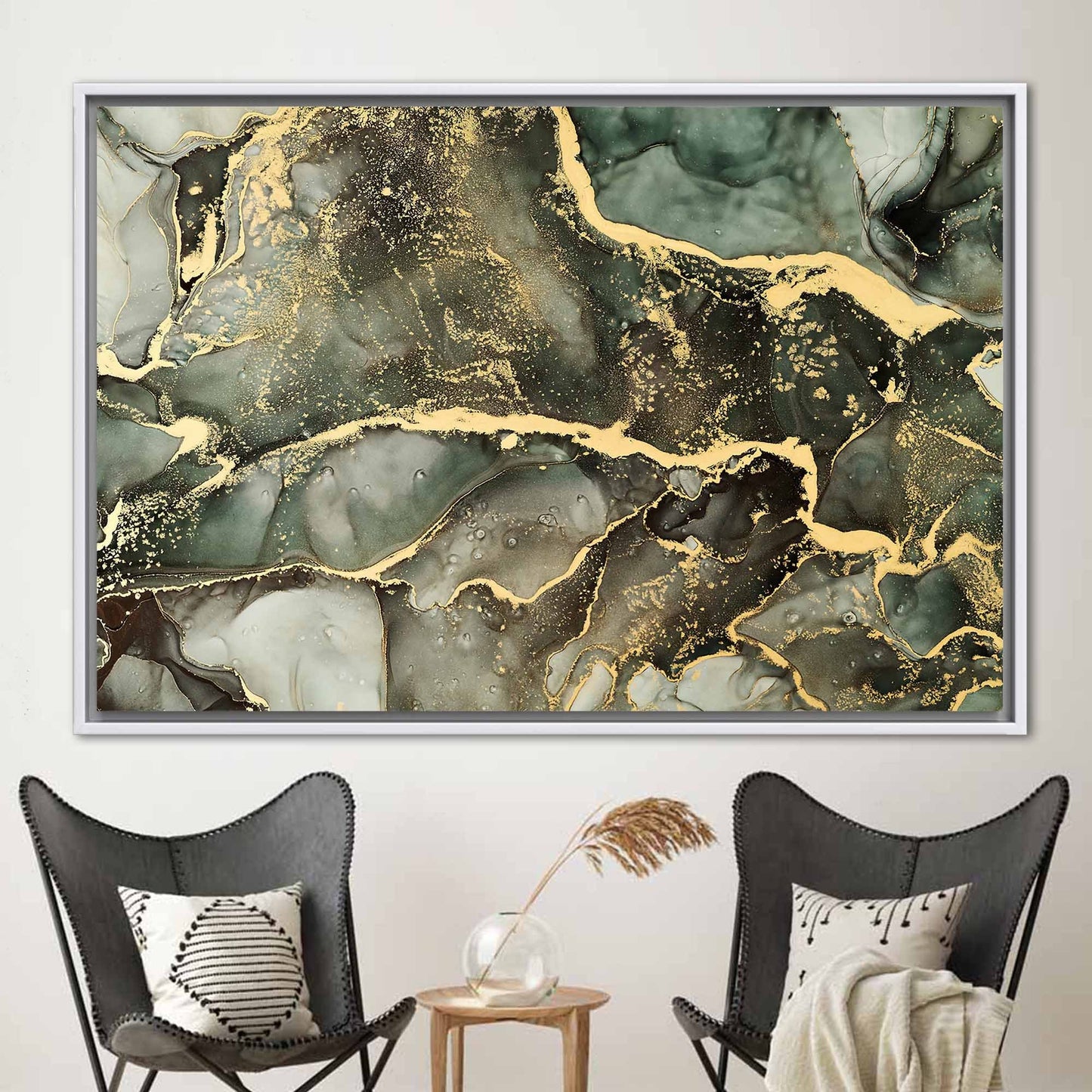 Green and Gold Marble Canvas Print