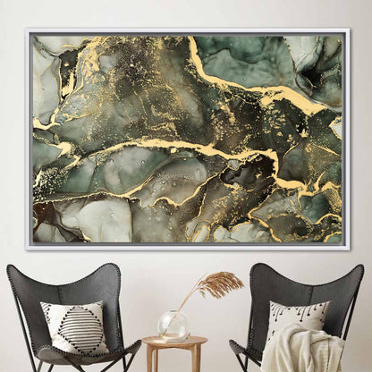 Green and Gold Marble Canvas Print