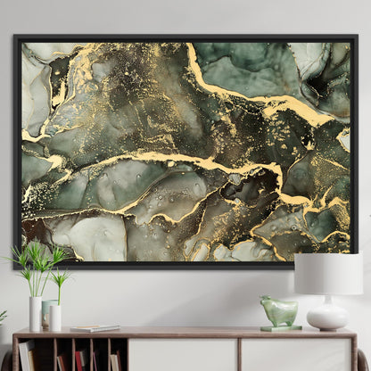 Green and Gold Marble Canvas Print