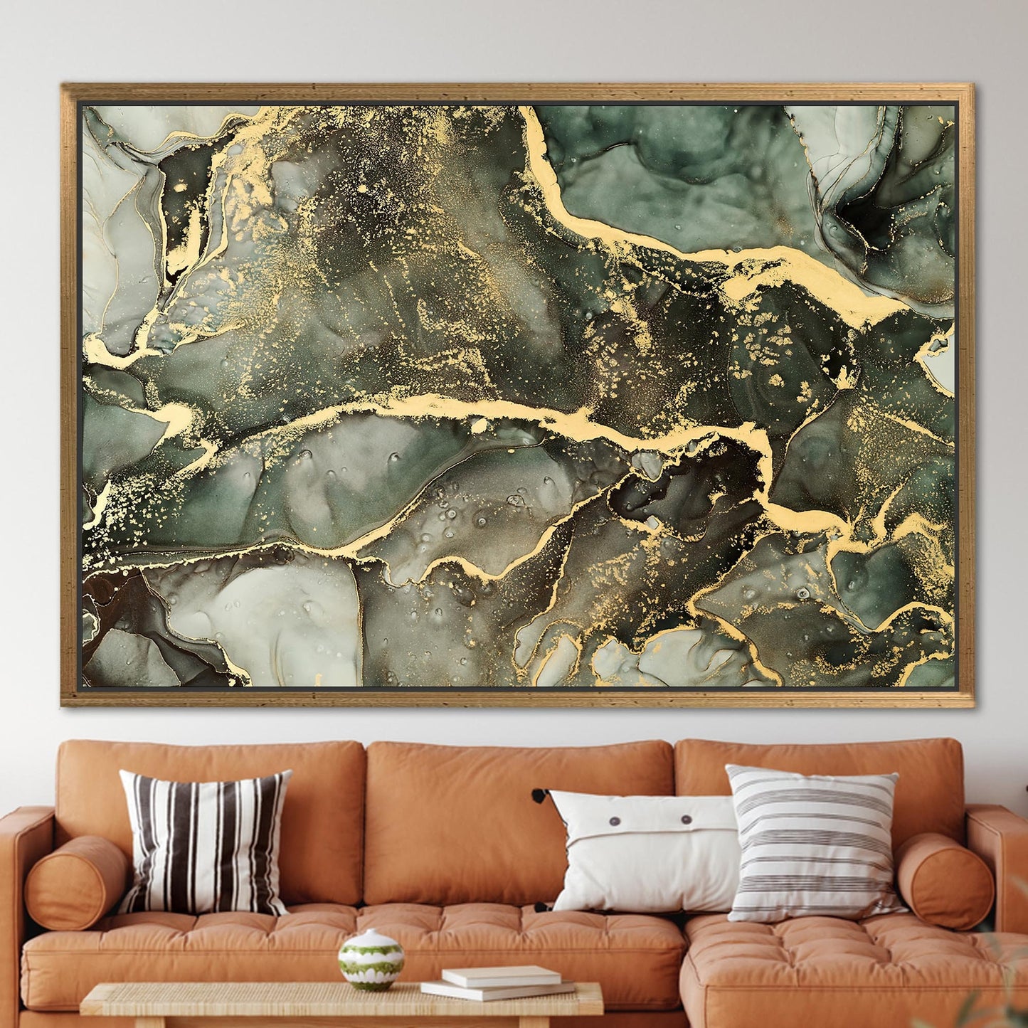 Green and Gold Marble Canvas Print