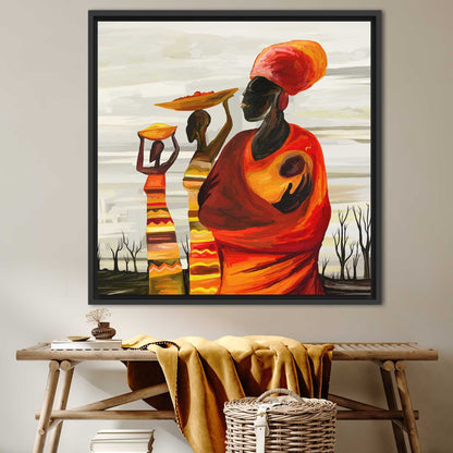 African Woman With Baby Canvas Print - Abstract Black Woman Wall Art, African Wall Art