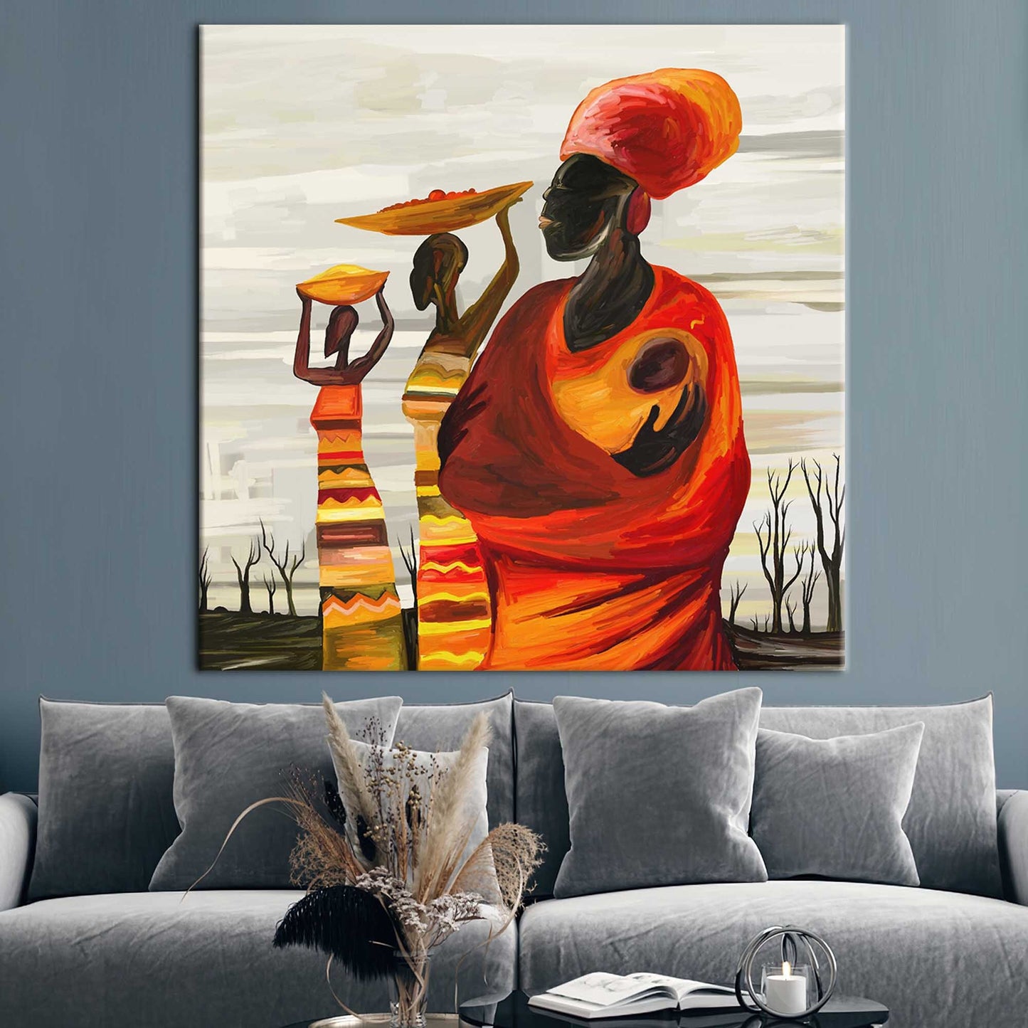 African Woman With Baby Canvas Print - Abstract Black Woman Wall Art, African Wall Art