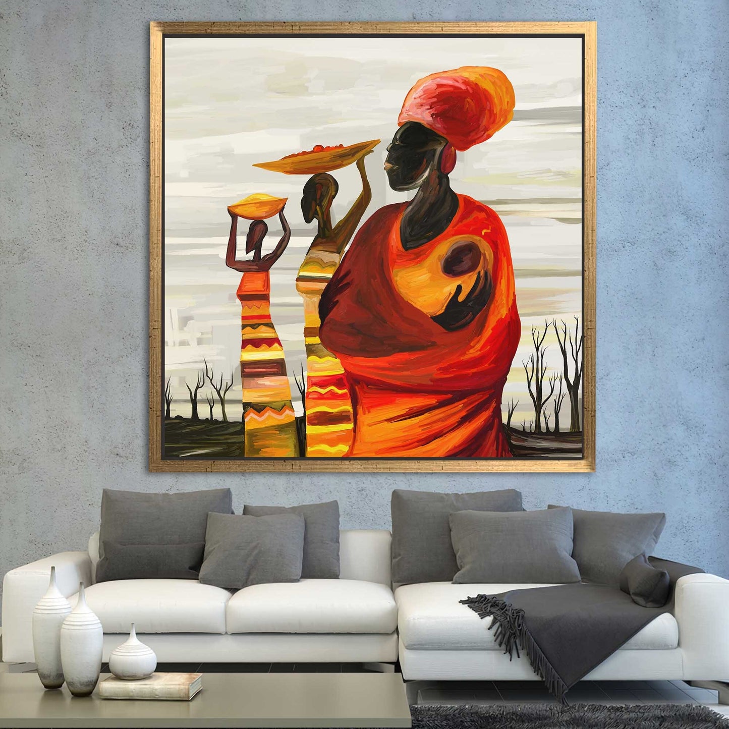African Woman With Baby Canvas Print - Abstract Black Woman Wall Art, African Wall Art