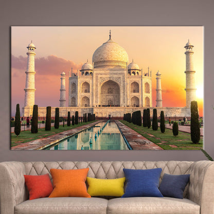 Sunset Indian Architecture Taj Mahal Canvas Print