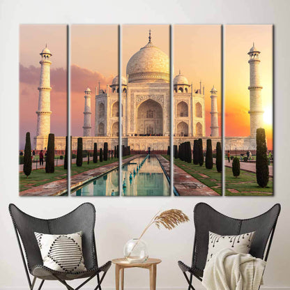 Sunset Indian Architecture Taj Mahal Canvas Print