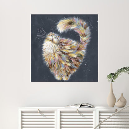 Abstract Cat Art Canvas: Cute Cat Lover Poster, Personalized 3D Wall Art Gift for Mom