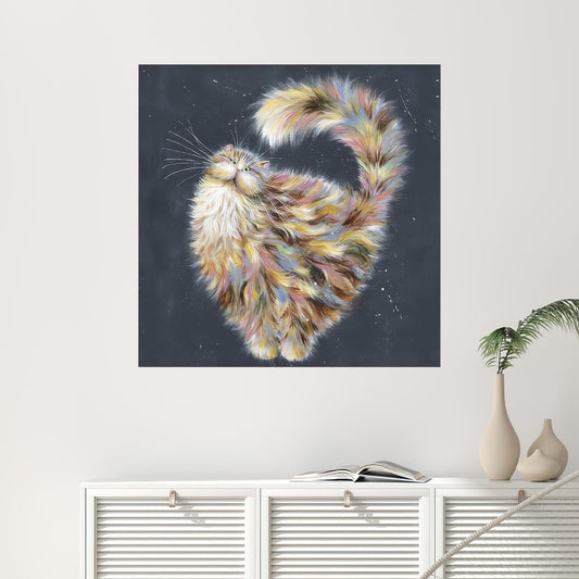 Abstract Cat Art Canvas: Cute Cat Lover Poster, Personalized 3D Wall Art Gift for Mom
