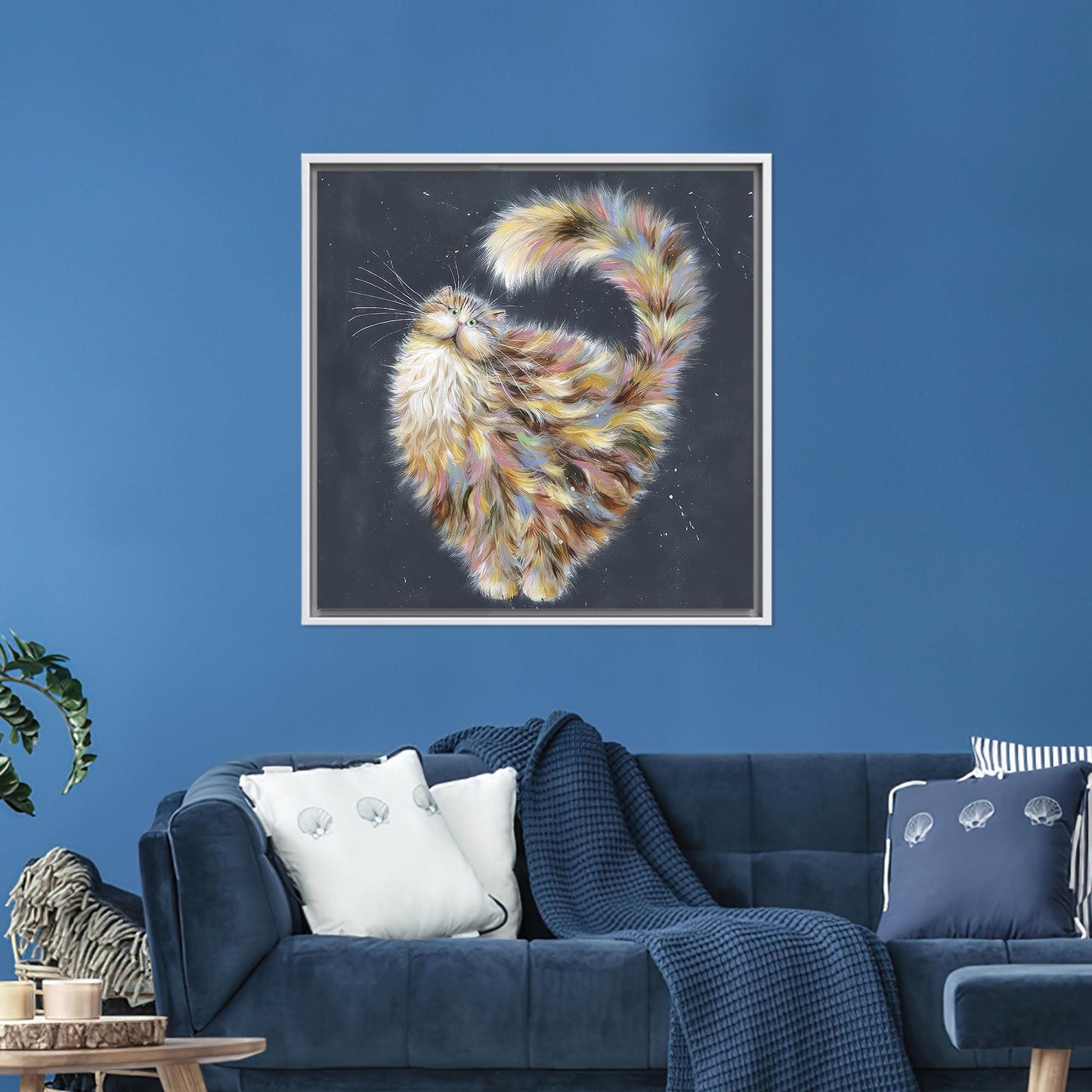 Abstract Cat Art Canvas: Cute Cat Lover Poster, Personalized 3D Wall Art Gift for Mom