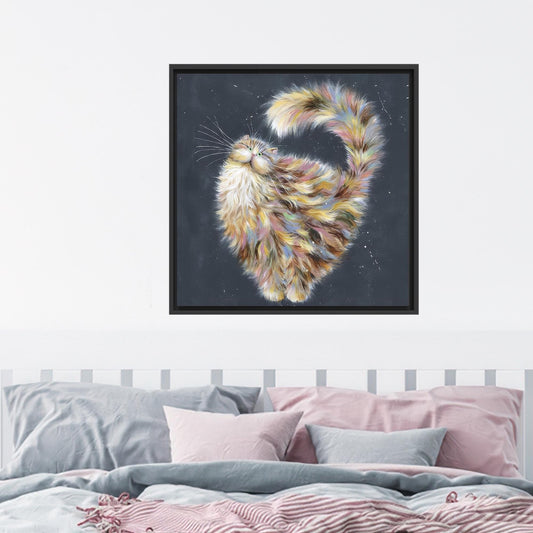 Abstract Cat Art Canvas: Cute Cat Lover Poster, Personalized 3D Wall Art Gift for Mom