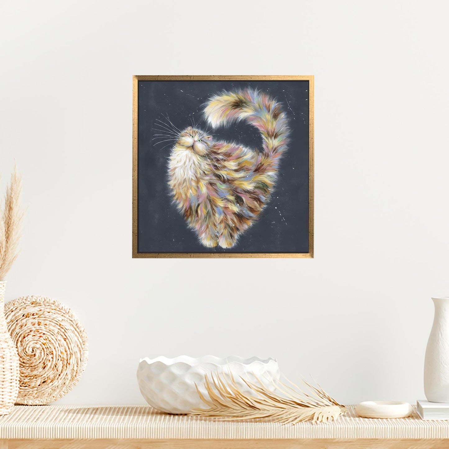 Abstract Cat Art Canvas: Cute Cat Lover Poster, Personalized 3D Wall Art Gift for Mom