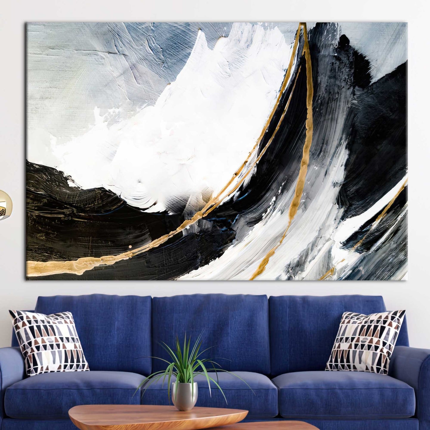 Black and Gold Alcohol Ink Canvas Print