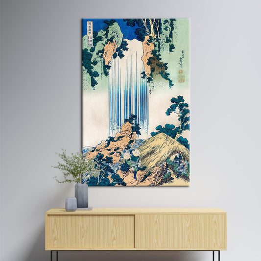 Hokusai Yoro Waterfall Art Canvas Print - Japanese Wall Decor, Landscape Reproduction