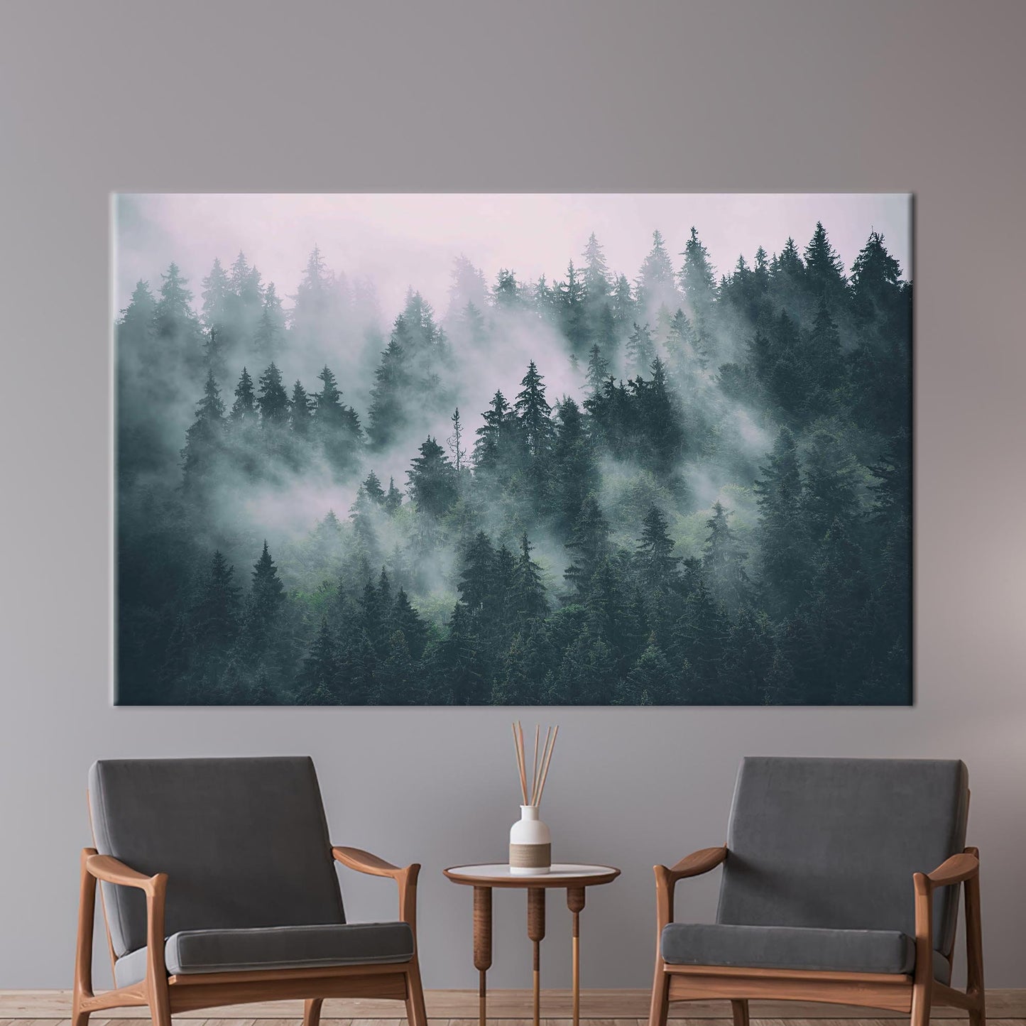 Misty Mountain Forest Landscape Canvas Print