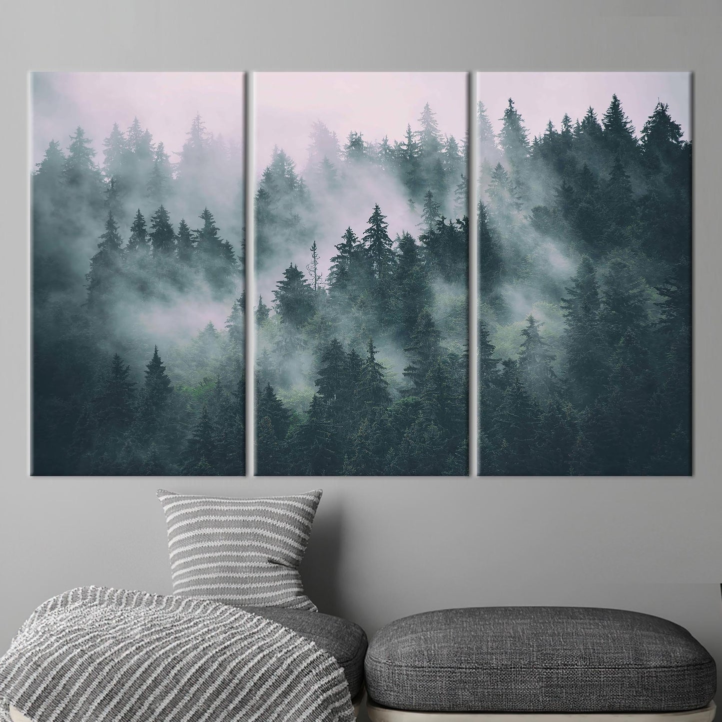 Misty Mountain Forest Landscape Canvas Print