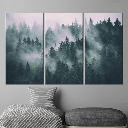 Misty Mountain Forest Landscape Canvas Print