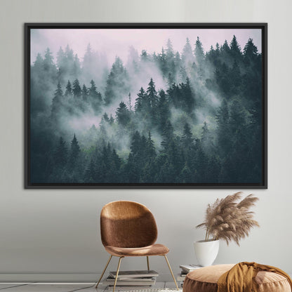 Misty Mountain Forest Landscape Canvas Print