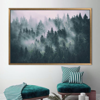 Misty Mountain Forest Landscape Canvas Print