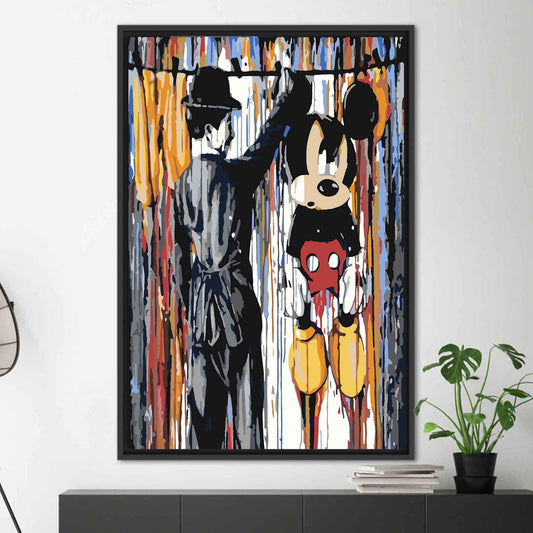 Charlie Chaplin and Mickey Mouse Graffiti Canvas Print - Large Living Room Wall Art