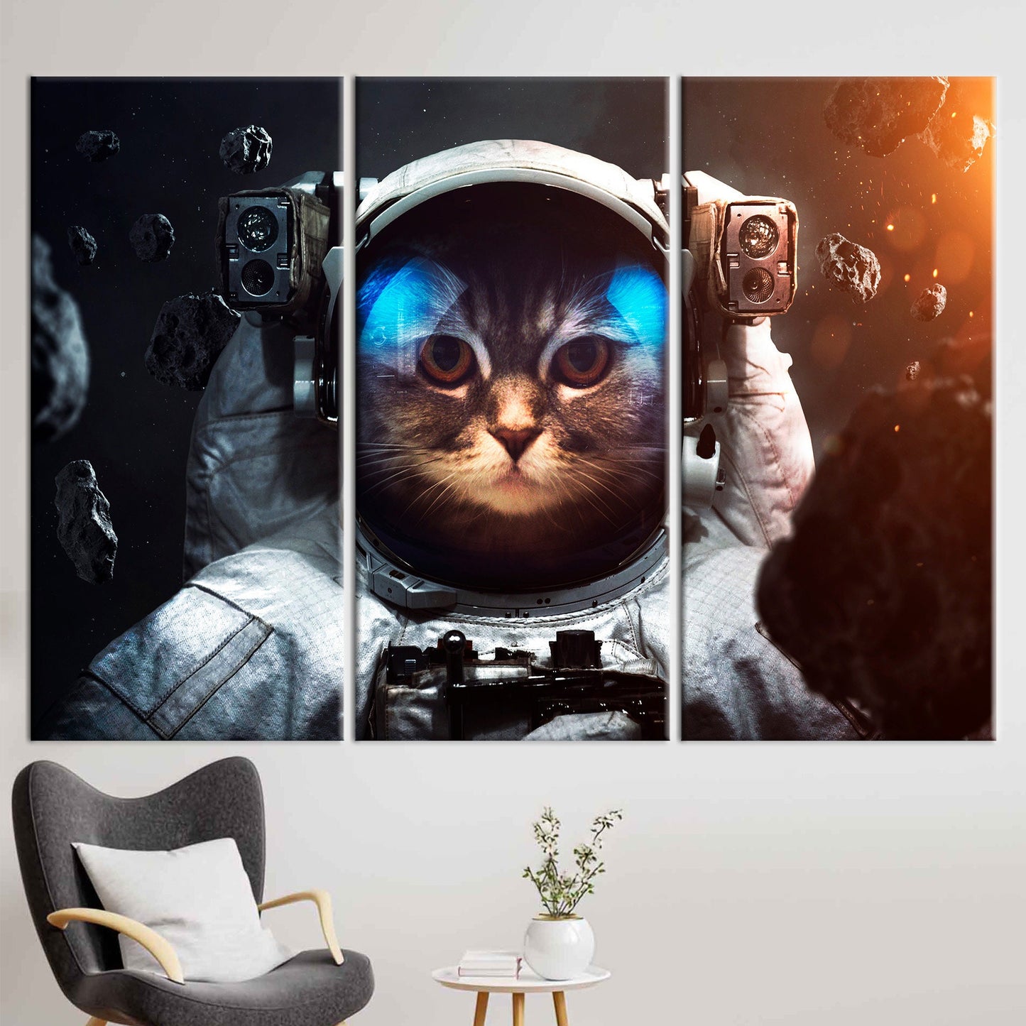 Abstract Cat Canvas Print: Modern Wall Art for Boys Room Decor