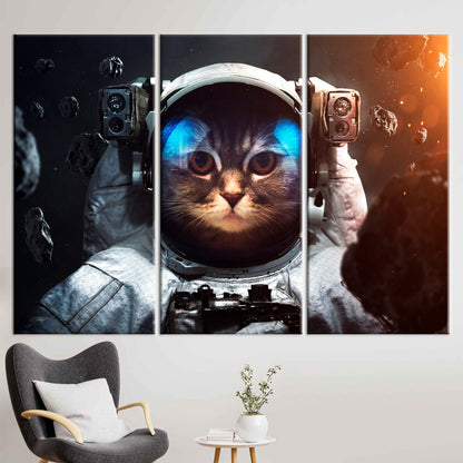 Abstract Cat Canvas Print: Modern Wall Art for Boys Room Decor
