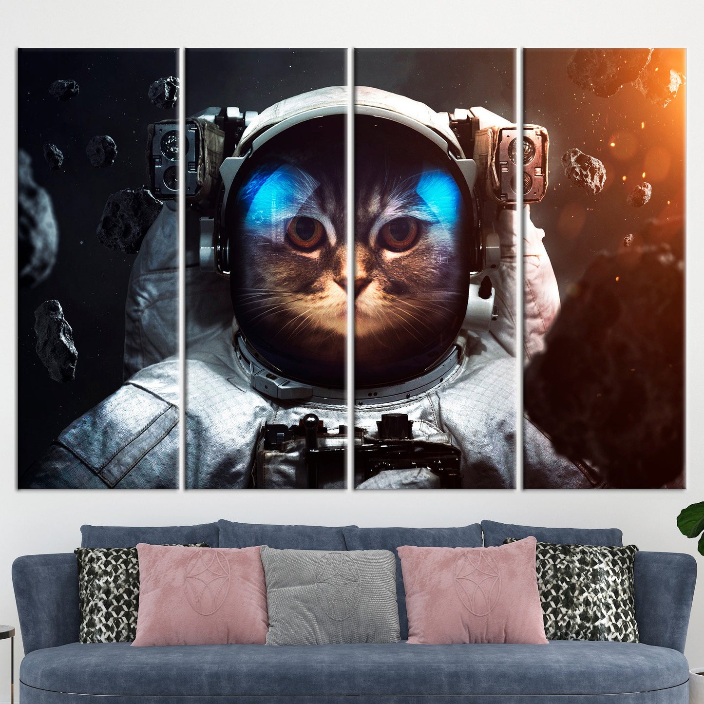 Abstract Cat Canvas Print: Modern Wall Art for Boys Room Decor