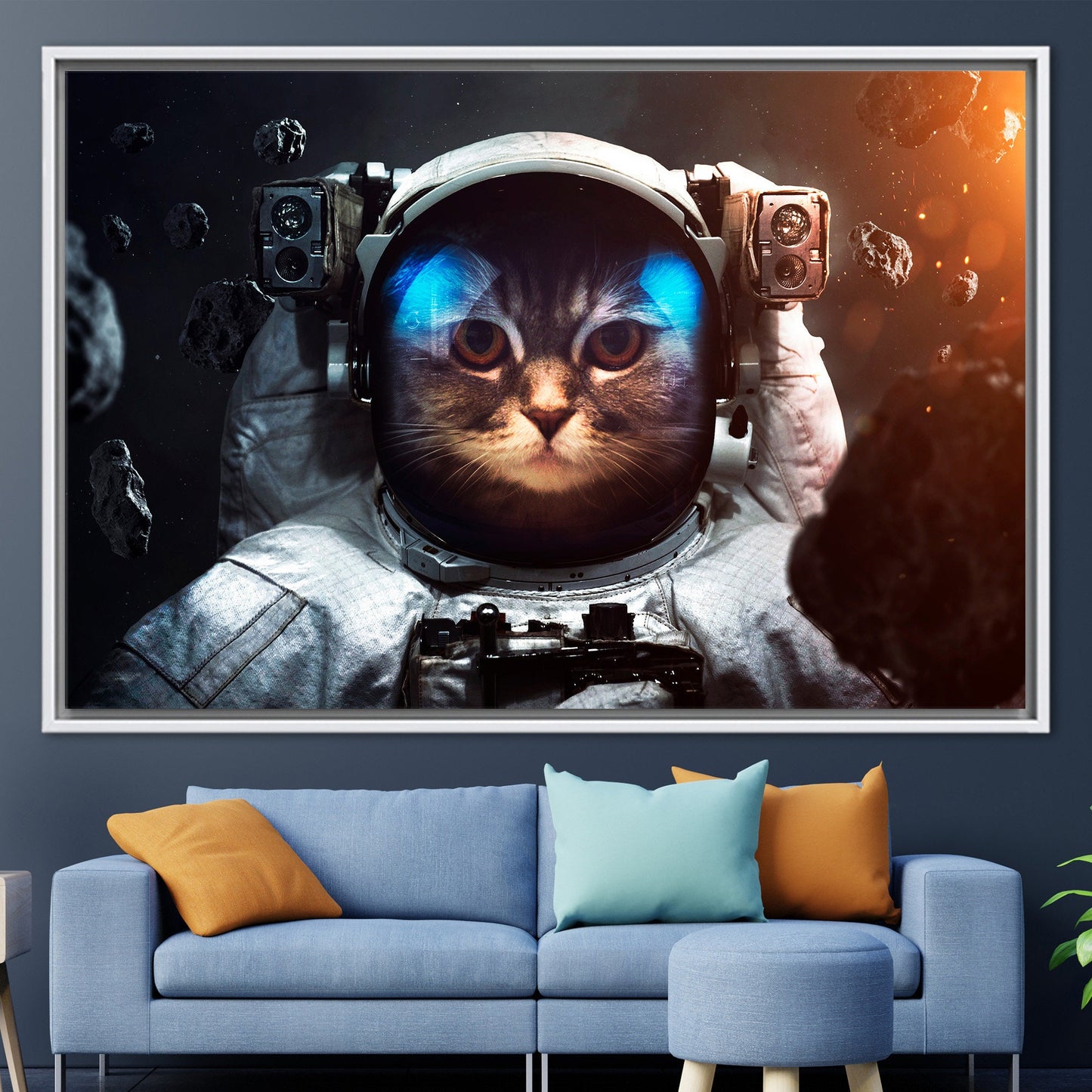 Abstract Cat Canvas Print: Modern Wall Art for Boys Room Decor
