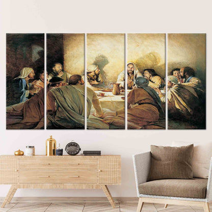 Jesus Christ Last Supper Religious Canvas Print