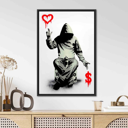 Banksy Canvas Art: Love Or Money Wall Decor with Street Art Painting Poster