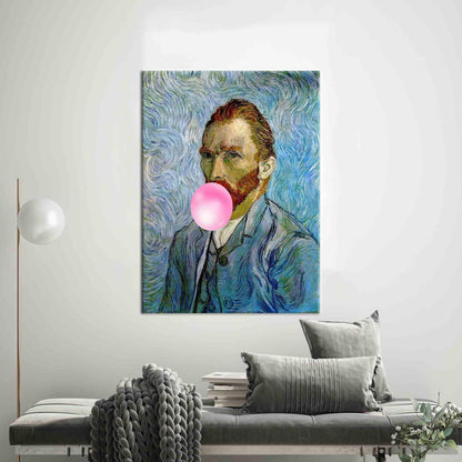 Van Gogh Self Portrait Pink Canvas Print