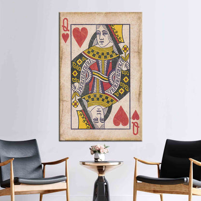 Abstract Queen Hearts Playing Card Canvas Print