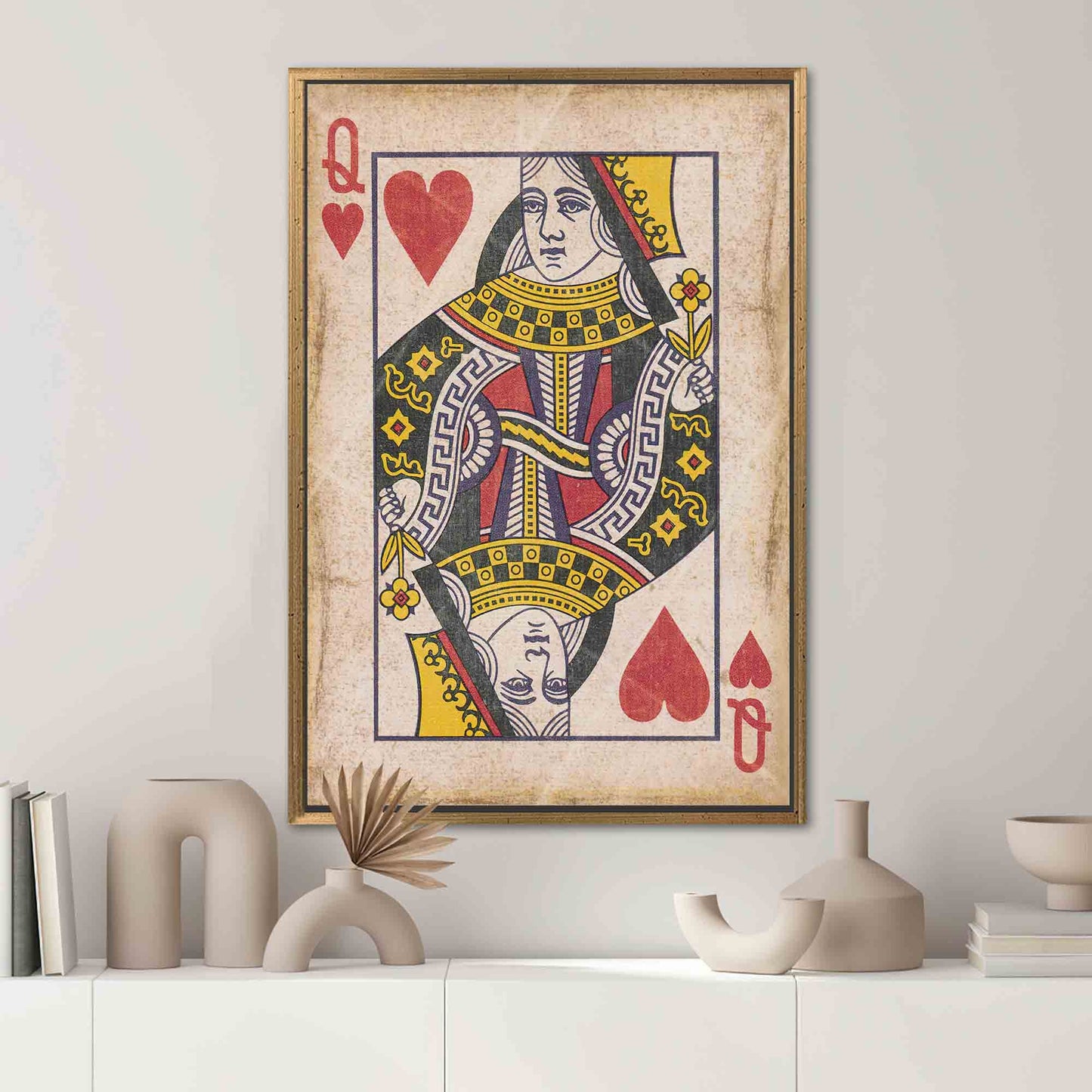 Abstract Queen Hearts Playing Card Canvas Print