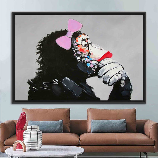 Abstract Animal Printed Canvas: Thinking Monkey Wall Decor, Contemporary Art
