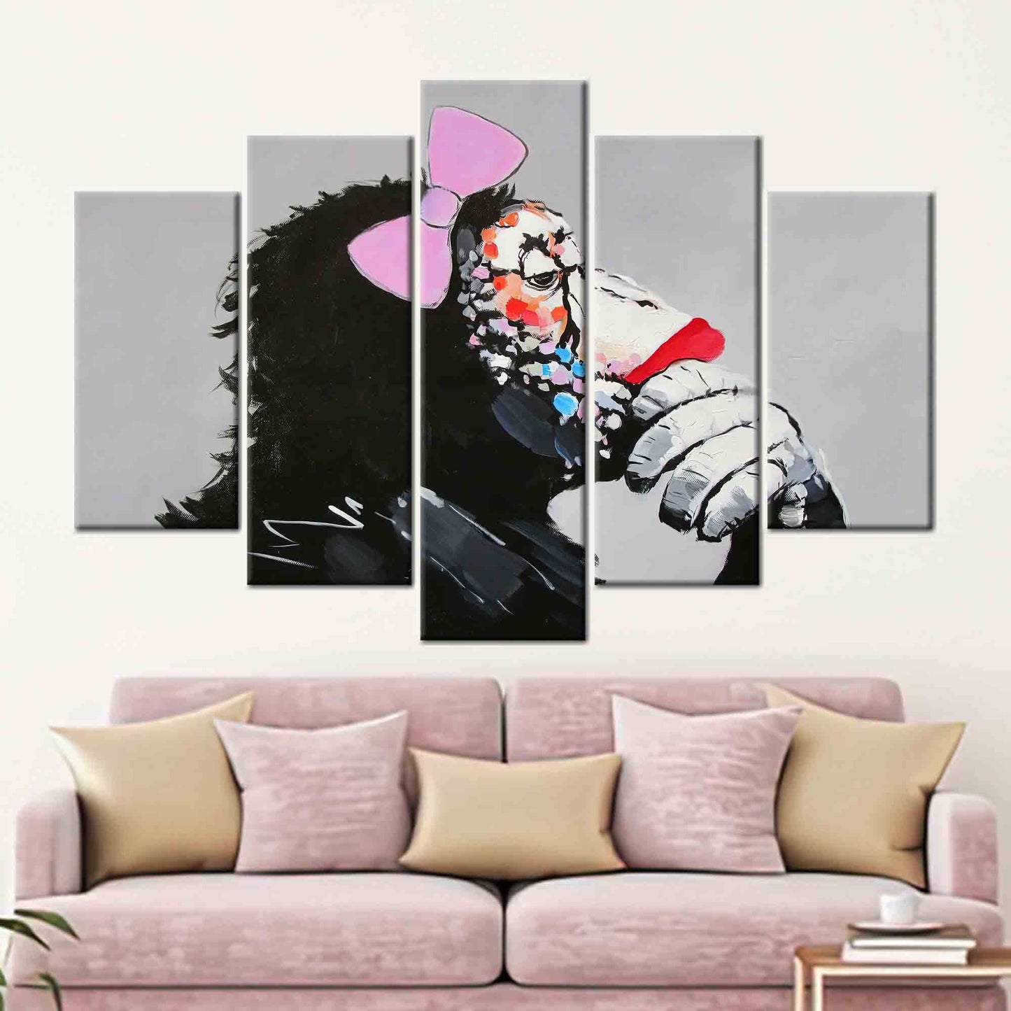 Abstract Animal Printed Canvas: Thinking Monkey Wall Decor, Contemporary Art