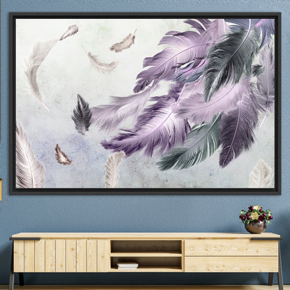 Gray and Purple Feather Soft Canvas Print