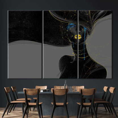 Black Woman Golden Lips Gold Canvas Print