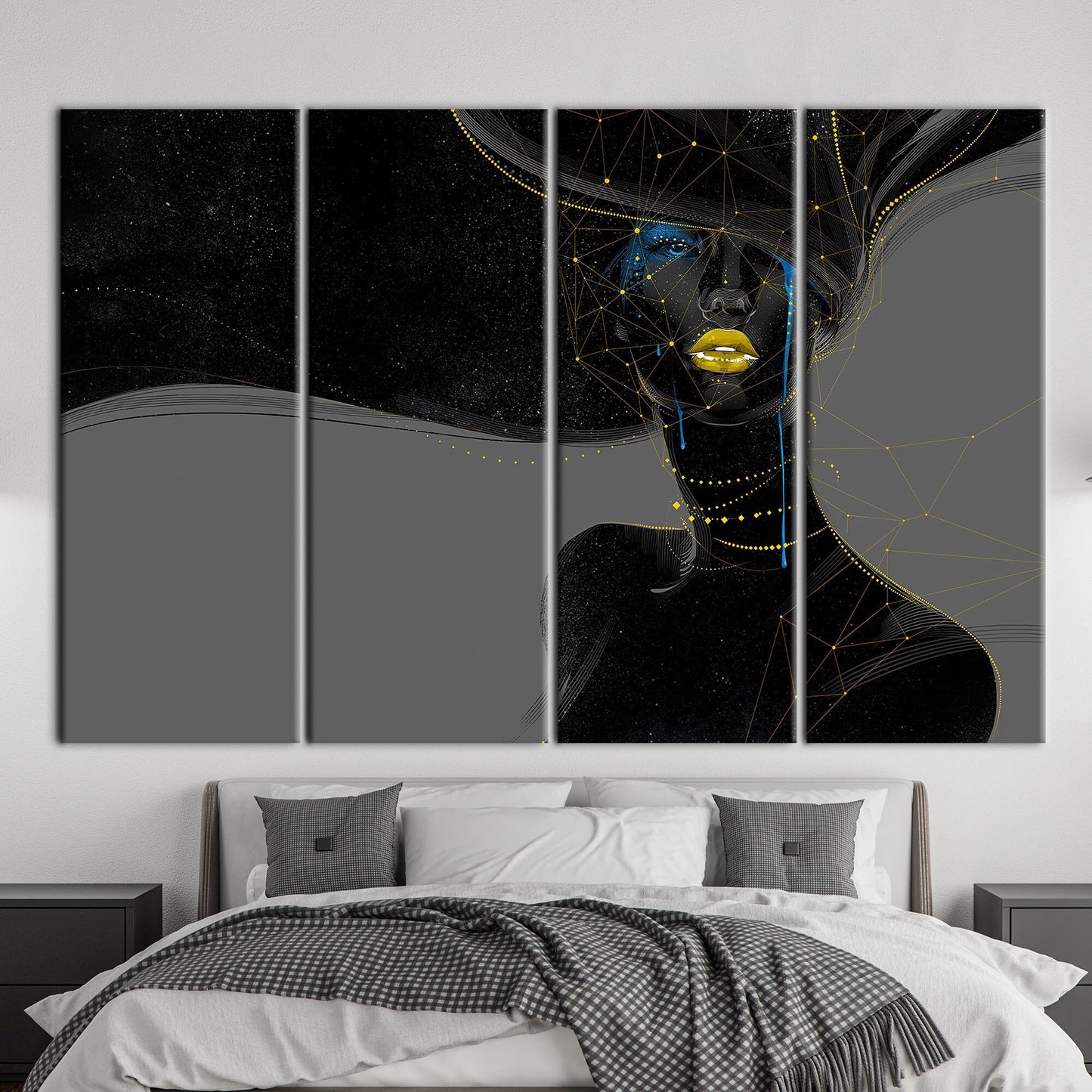 Black Woman Golden Lips Gold Canvas Print