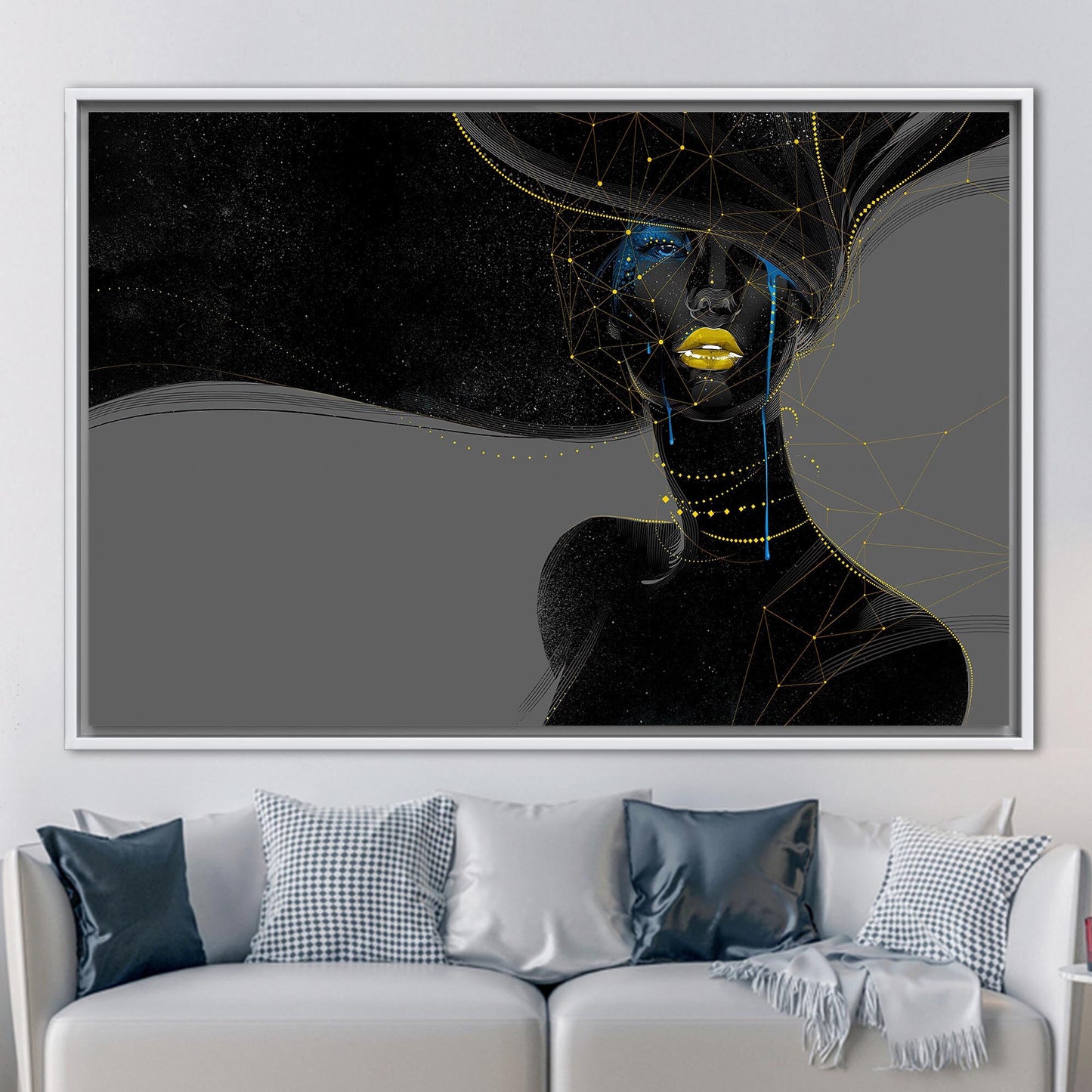 Black Woman Golden Lips Gold Canvas Print