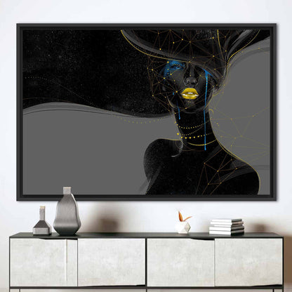 Black Woman Golden Lips Gold Canvas Print