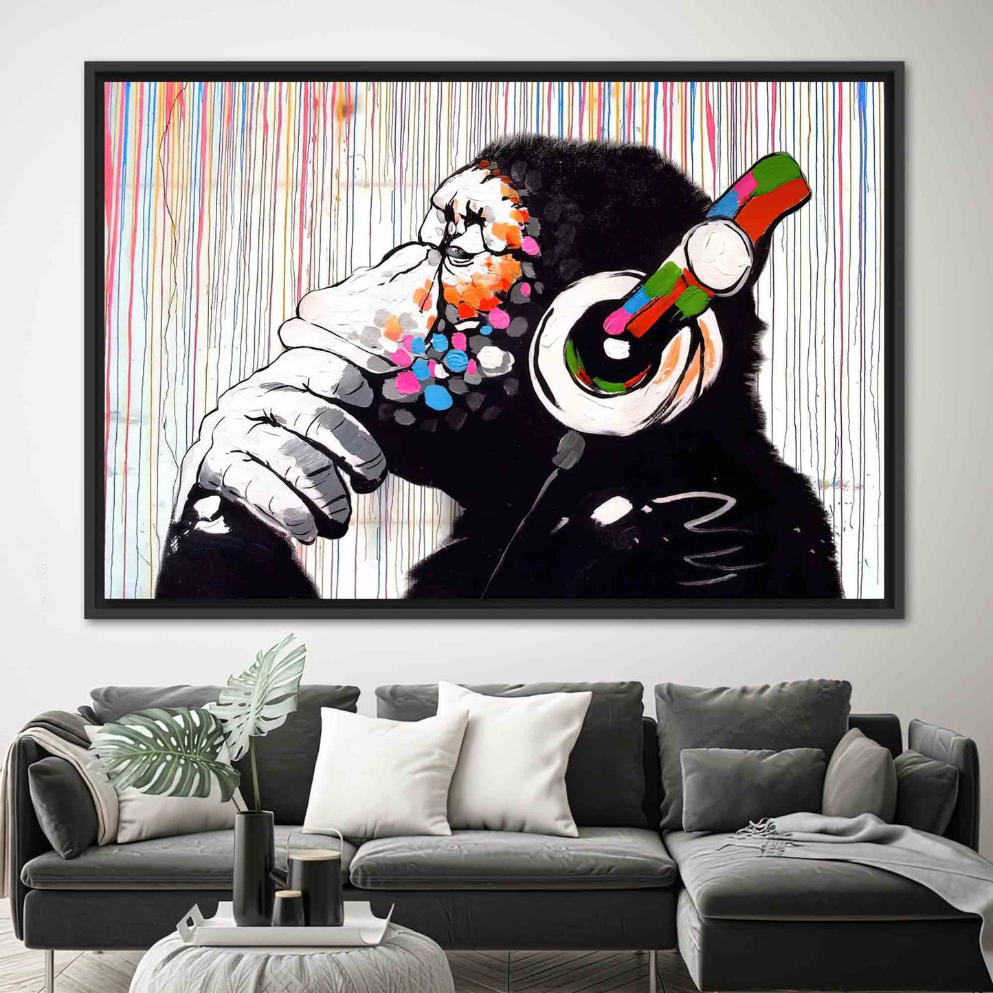 Banksy Thinking Monkey Graffiti Canvas Print