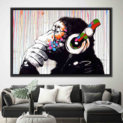 Banksy Thinking Monkey Graffiti Canvas Print
