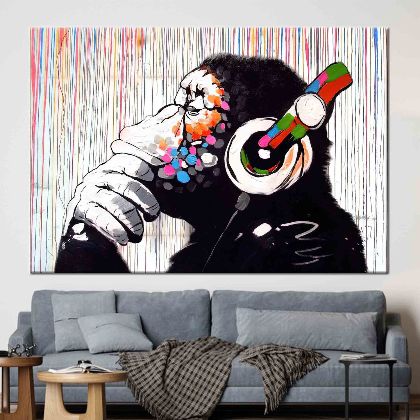 Banksy Thinking Monkey Graffiti Canvas Print