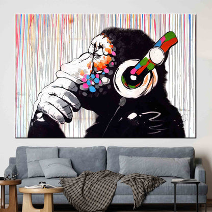 Banksy Thinking Monkey Graffiti Canvas Print